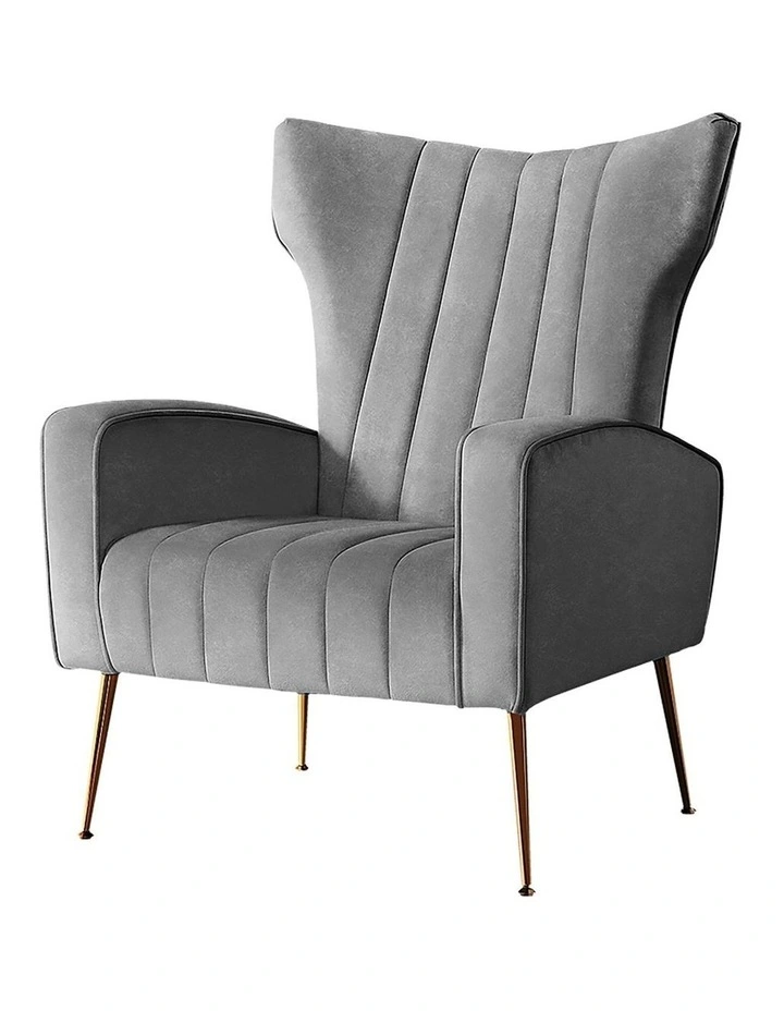 Kate Velvet Armchair in Grey