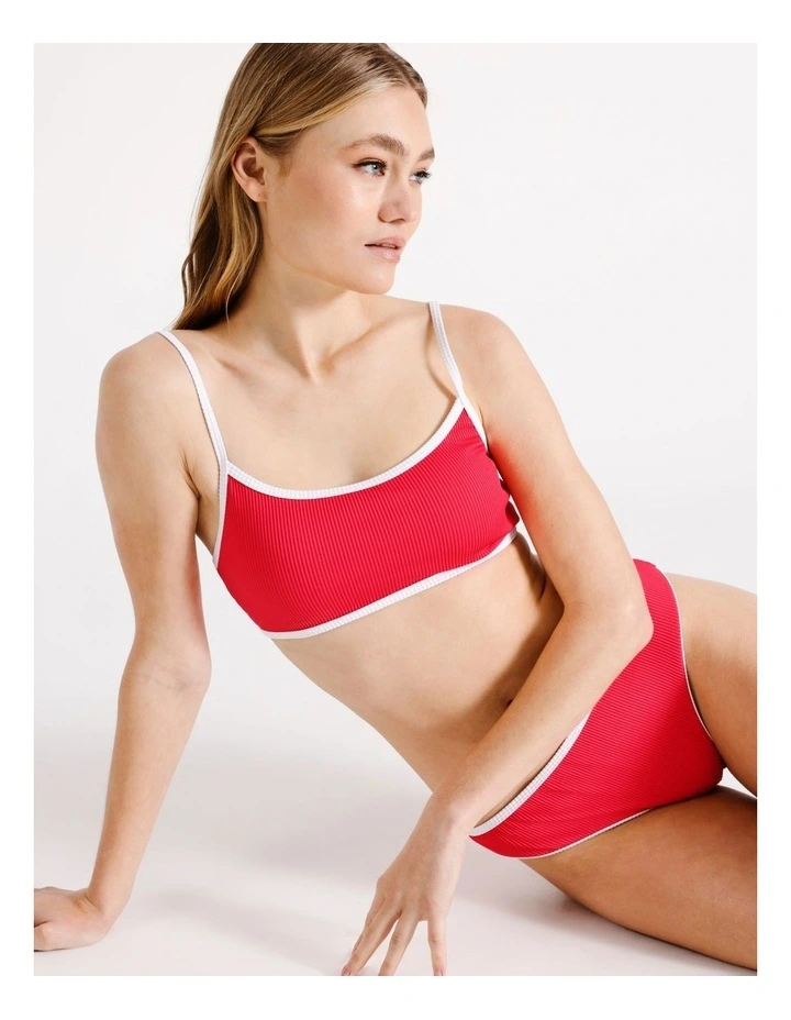 Elba Bikini Top in Fuchsia/White