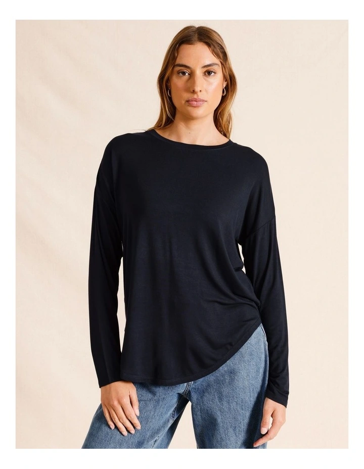 Long Sleeve Bamboo Tee in Navy