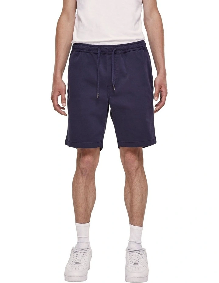 Stretch Twill Jog Shorts in Navy