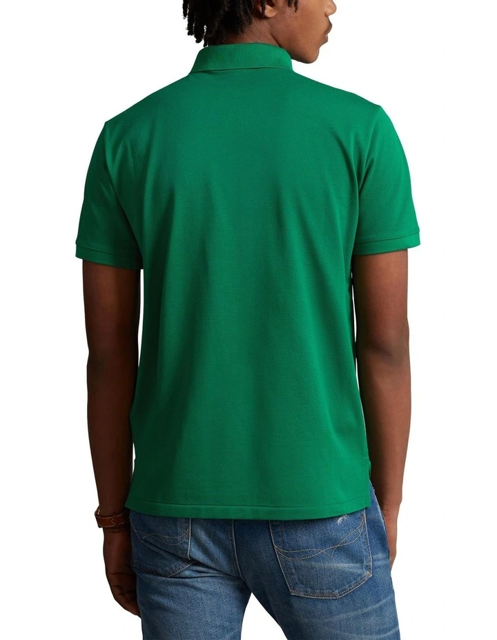 Custom Slim Fit Stretch Mesh Polo Shirt in Green