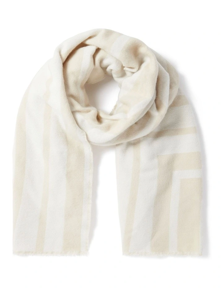 Georgia Geo Printed Scarf in White