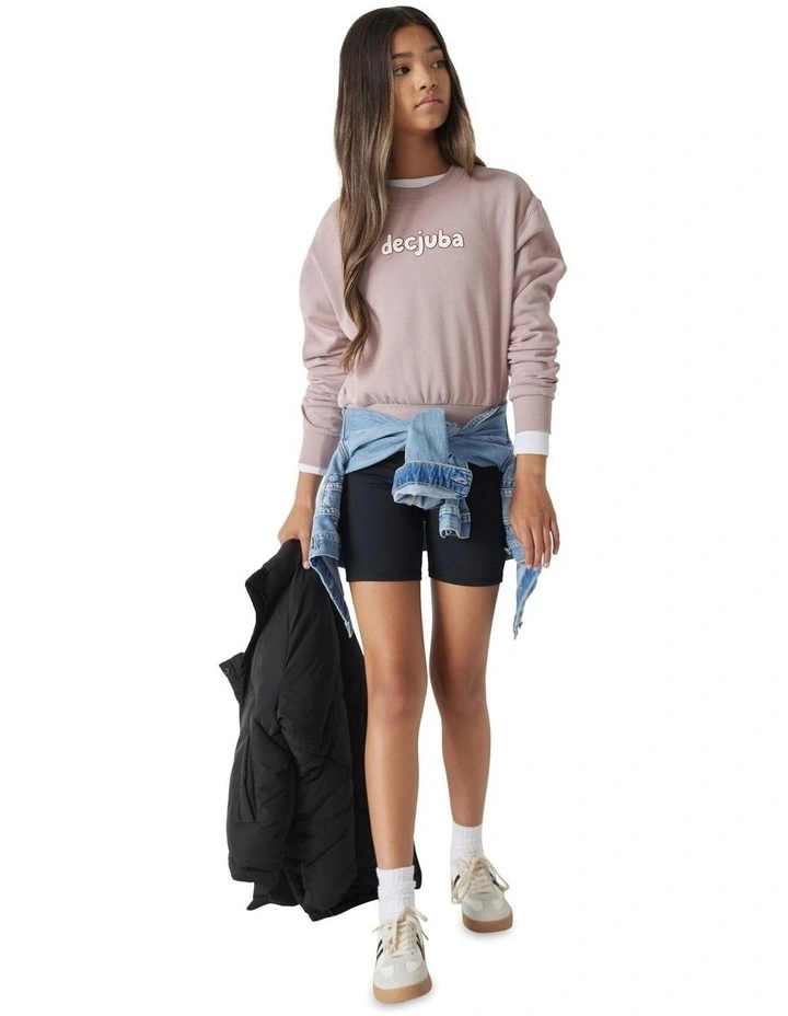 Cropped 90s Crew Sweater in Orchid