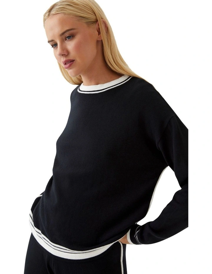 Annalise Crew Neck Knit Jumper in Black