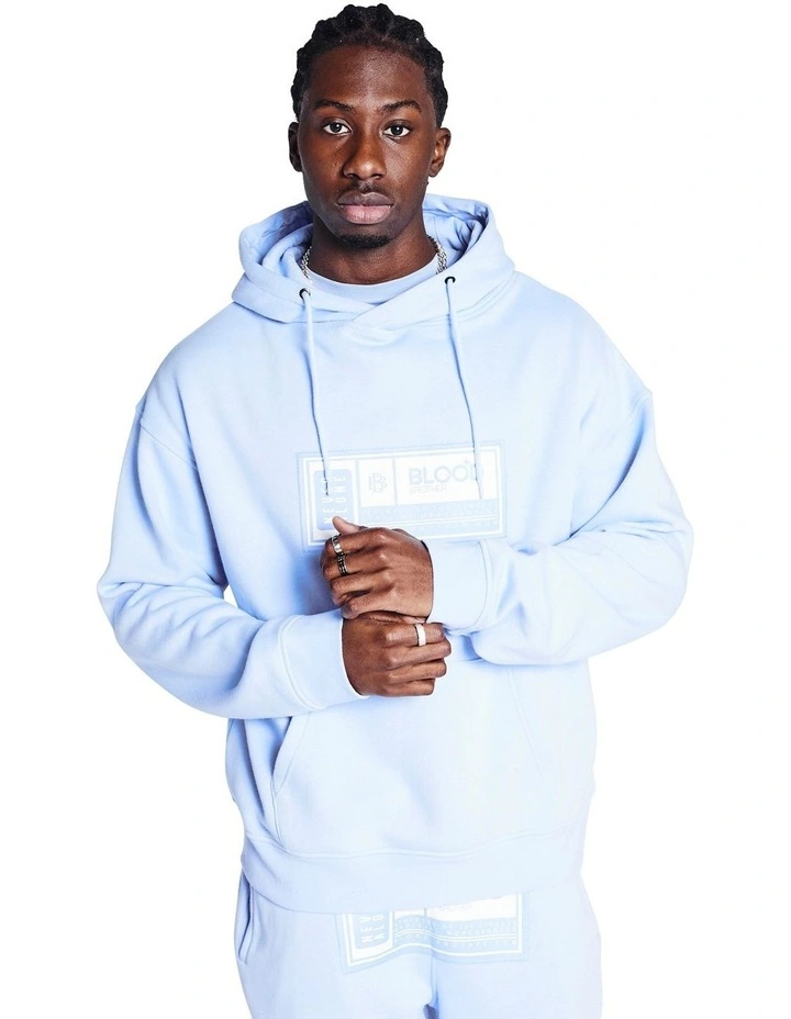 Badged Hoodie in Dusty Blue