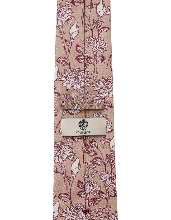Graphic Floral Silk Tie in Wine