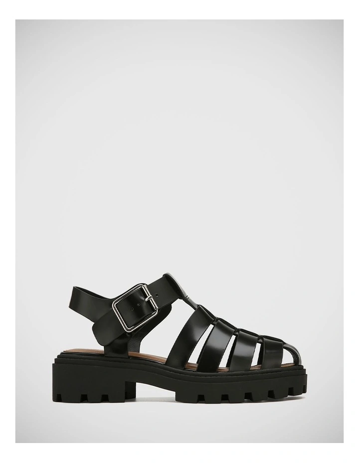Freda Leather Sandal in Black Box