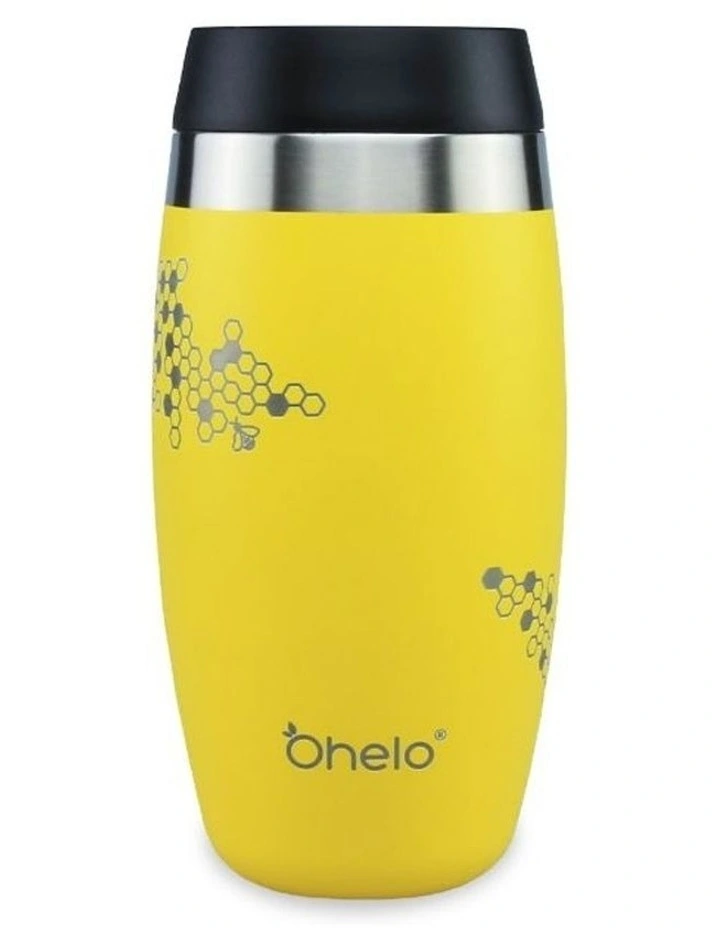 Yellow Tumbler With Etched Bees