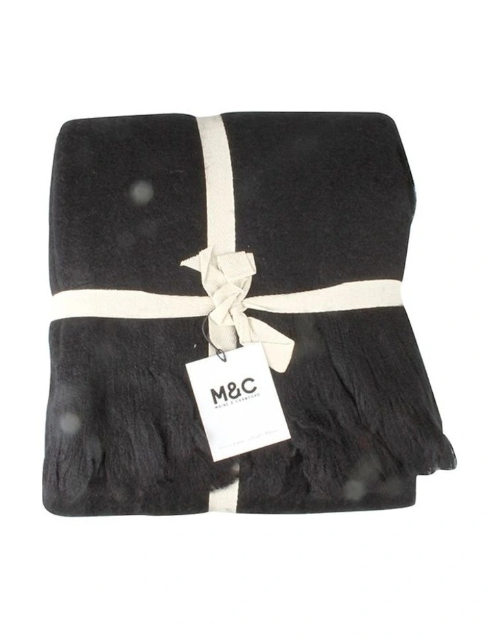 Maci Super Plush Throw Sofa Acrylic Blanket 170x130cm in Black