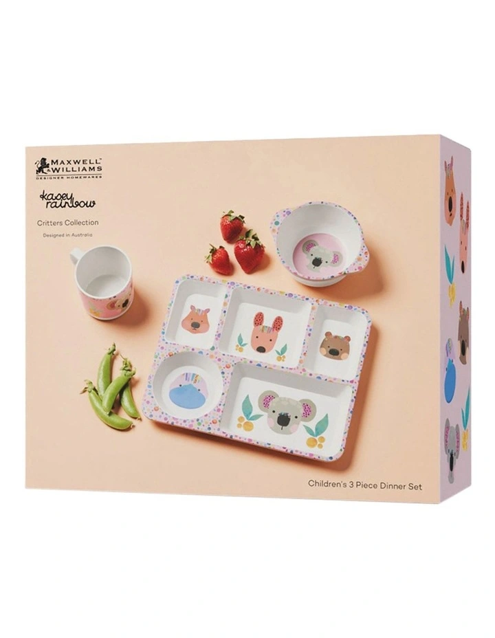 Kasey Rainbow Melamine Dinner Set 3 Pieces in Pink