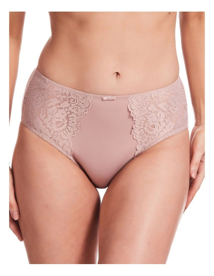 Lace Stretch Cotton Full Brief in Blush