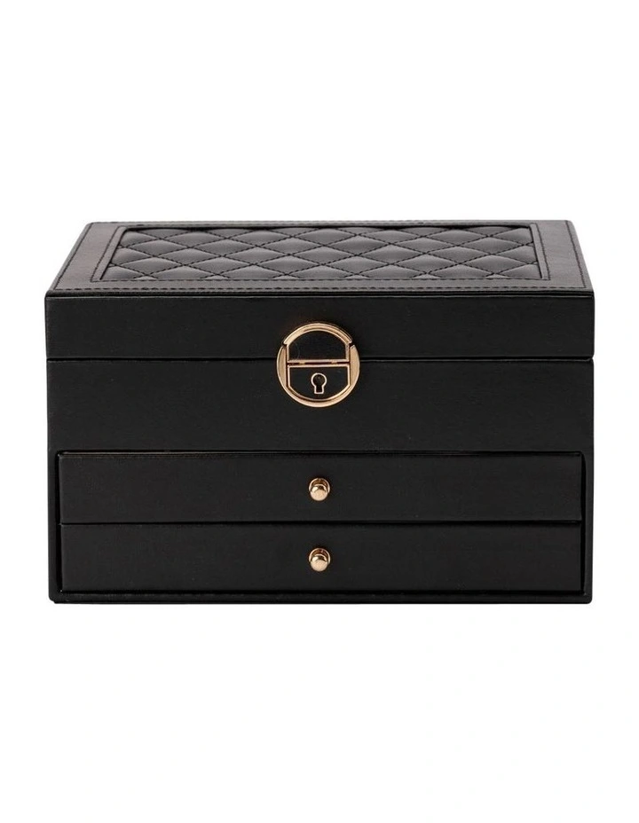 Three Layers Compact Jewellery Box in Black