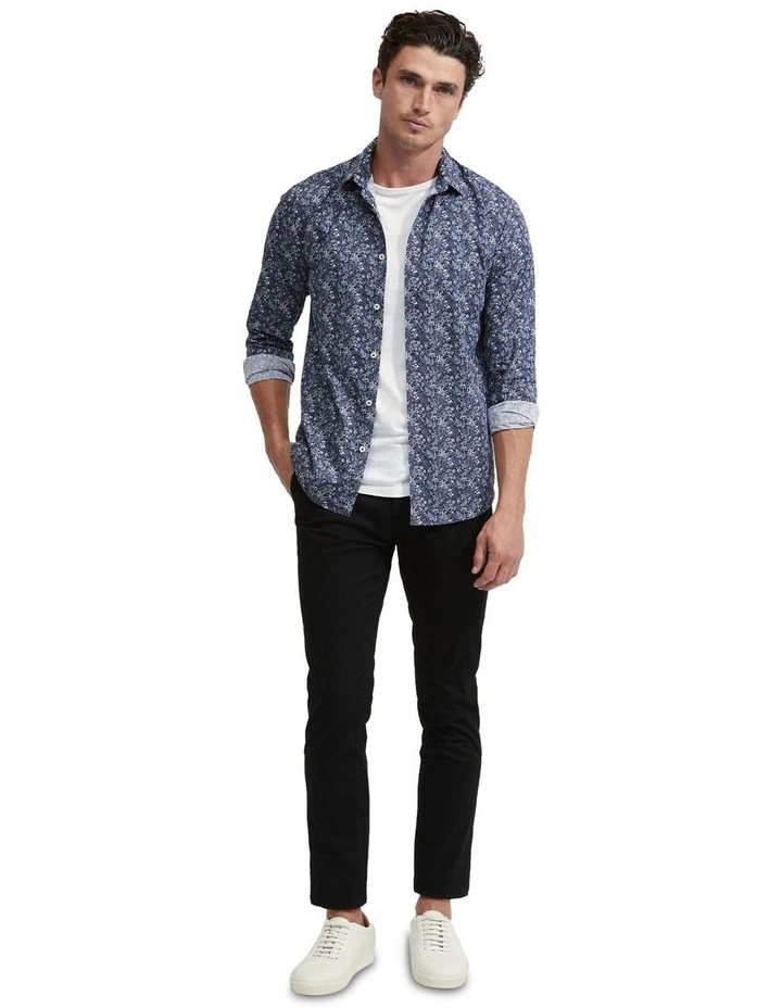 Kenton Printed Floral Shirt in Navy