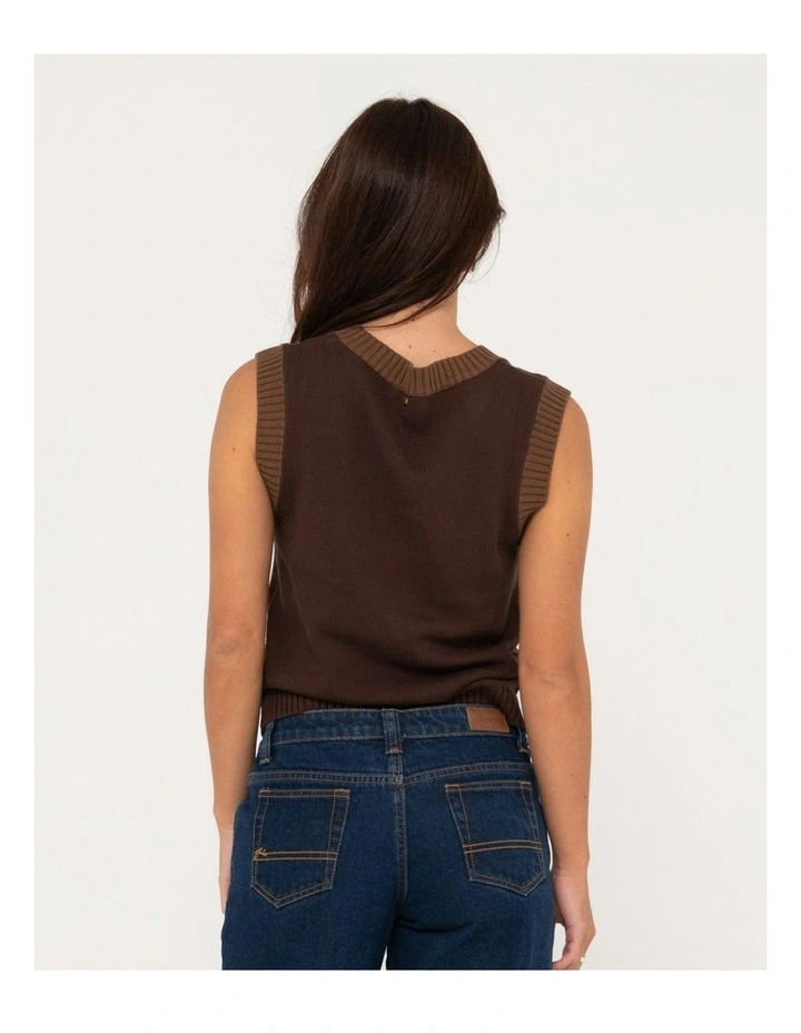 Nero Sleeveless Knit Vest in Brown