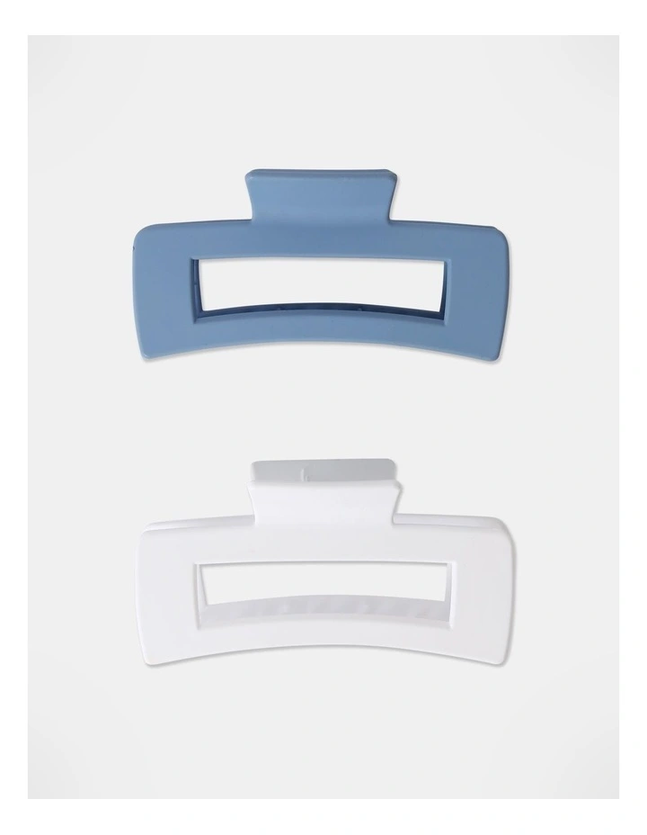 2 Pack Rectangle Matte Claw Clip in Blue