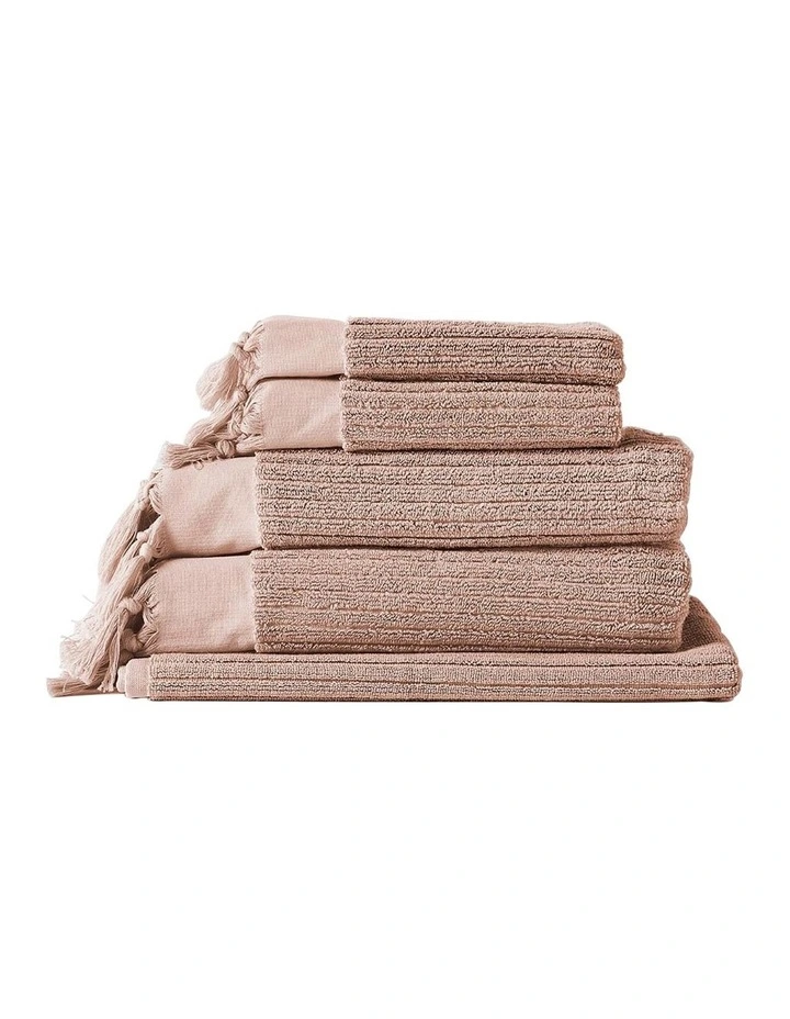 Paros Rib Bath Towel Set in Shell
