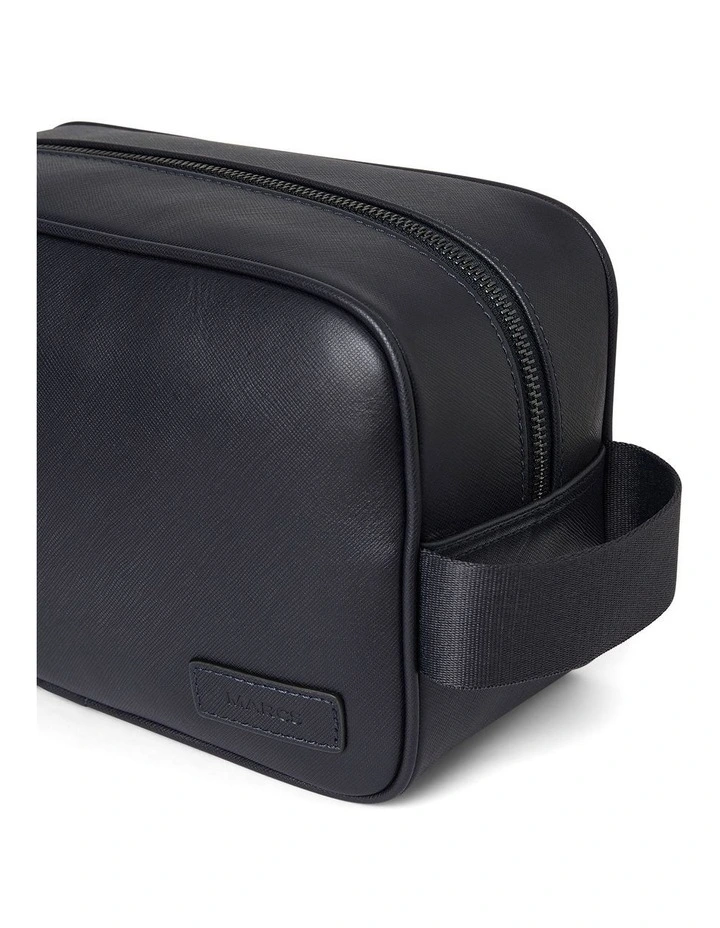 Hudson Leather Washbag in Navy