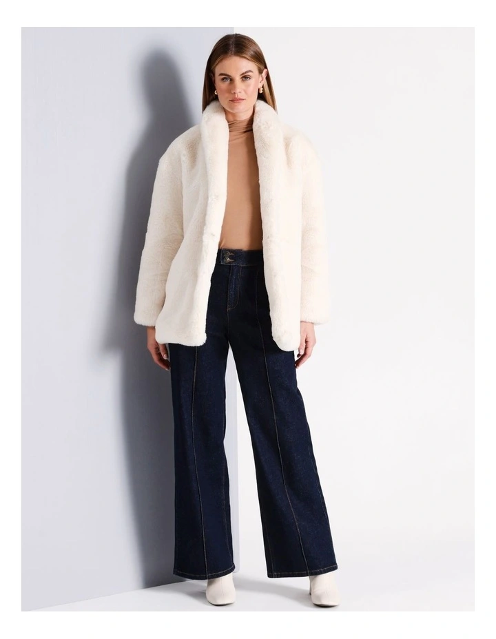Fur Coat in Ecru