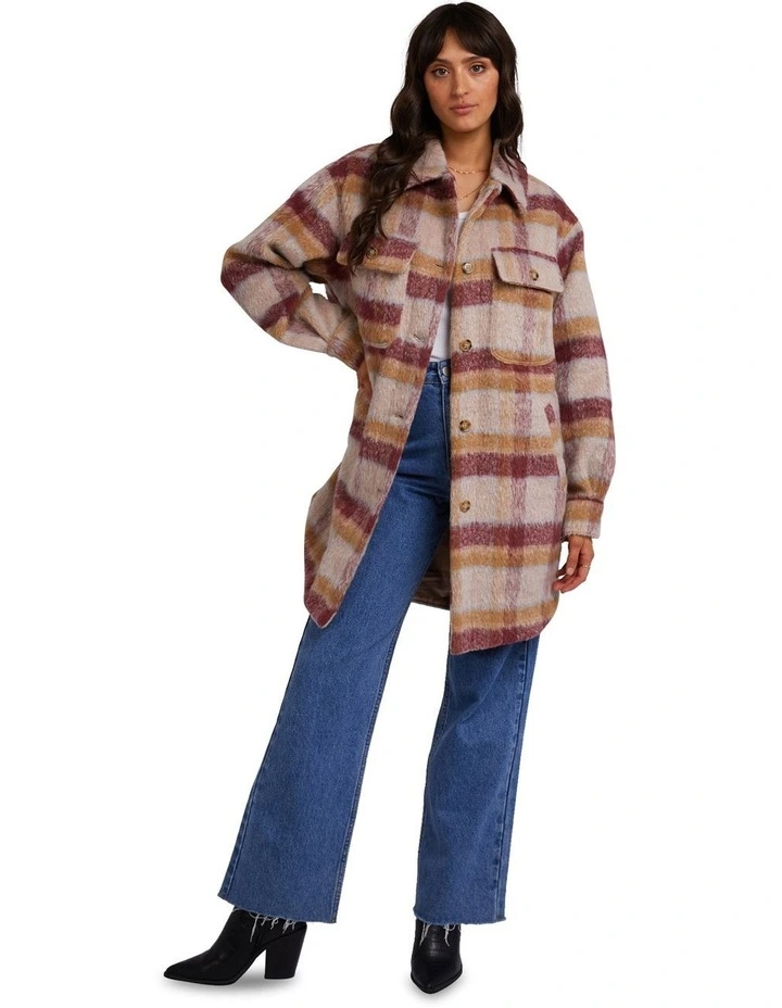 Marlo Longline Shacket in Check