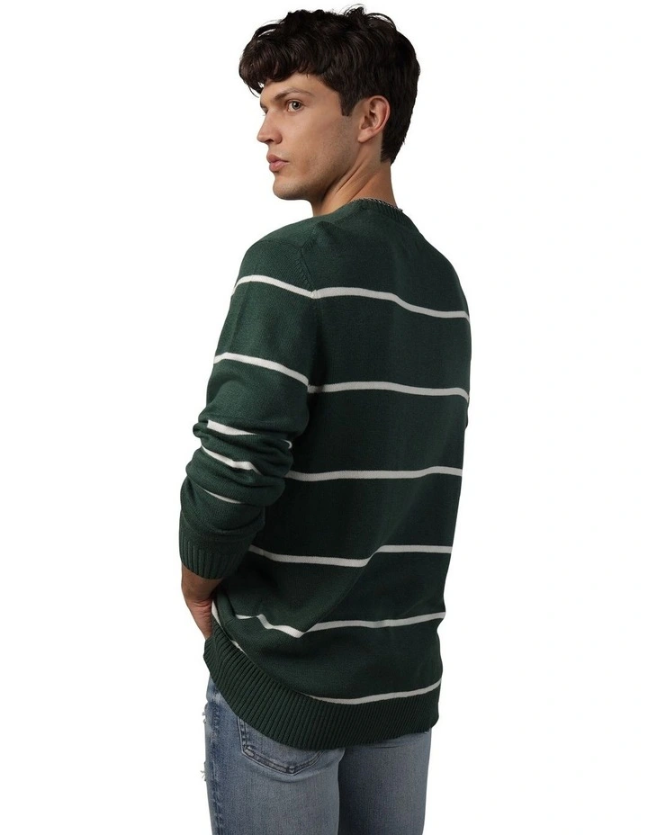 Striped Crewneck Sweater in Green