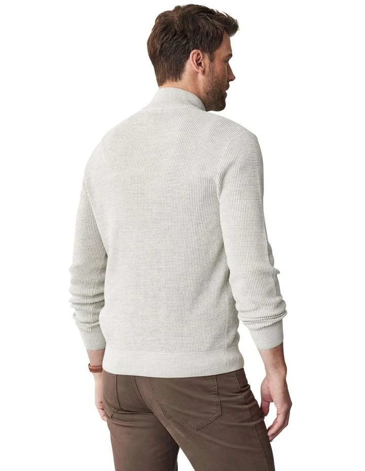 Waffle Half Zip Knit in Oatmeal