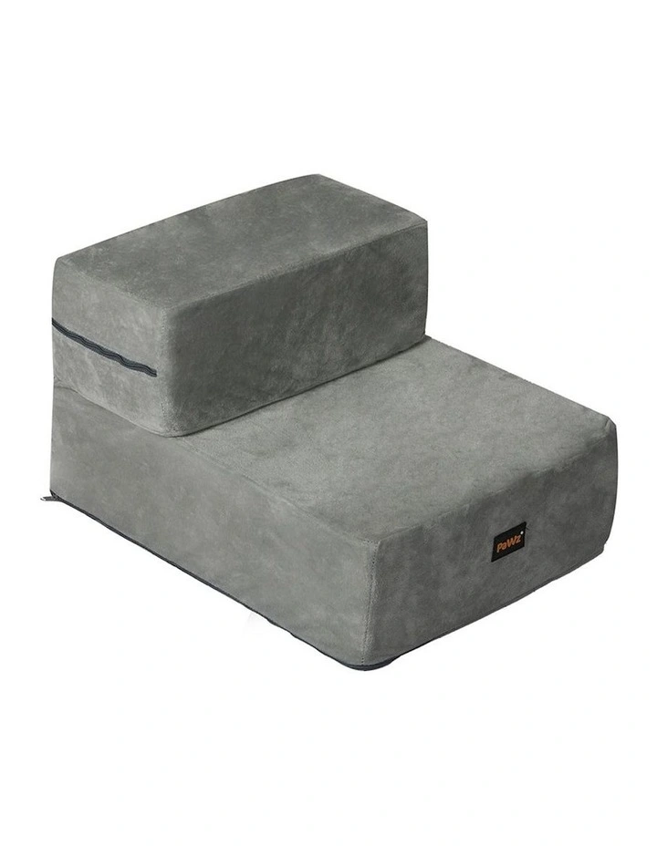 Portable Pet Stairs 2 Step Ramp in Grey