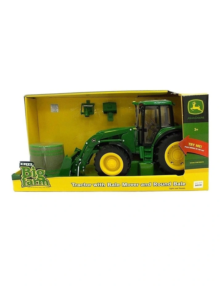 Tractor/Vehicle w/ Bale Mover & Round Bale Farm Toys Light/Sound 1:16
