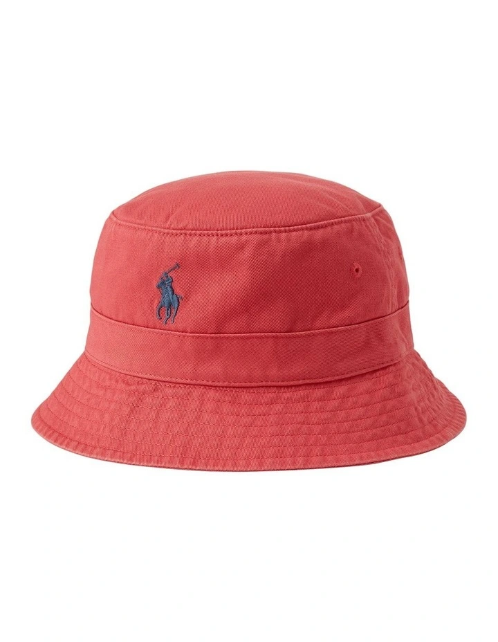 Cotton Chino Bucket Hat in Red