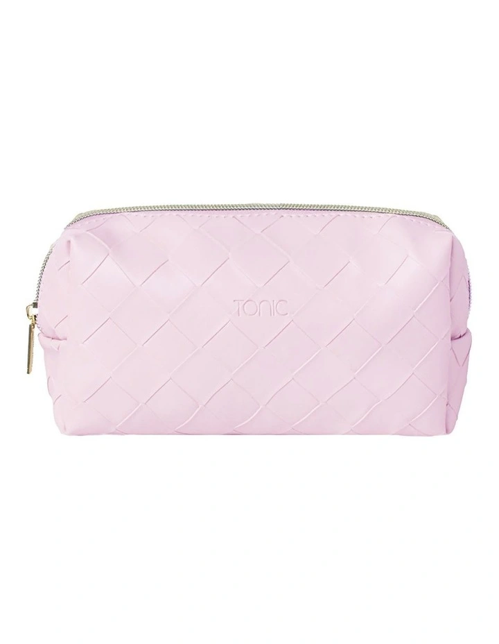 Woven Small Beauty Bag in Peony Pink