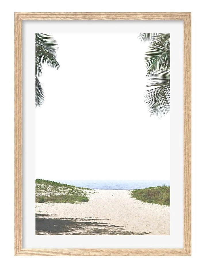 Australian Made Ocean Escape Art Print A2 in Natural Frame