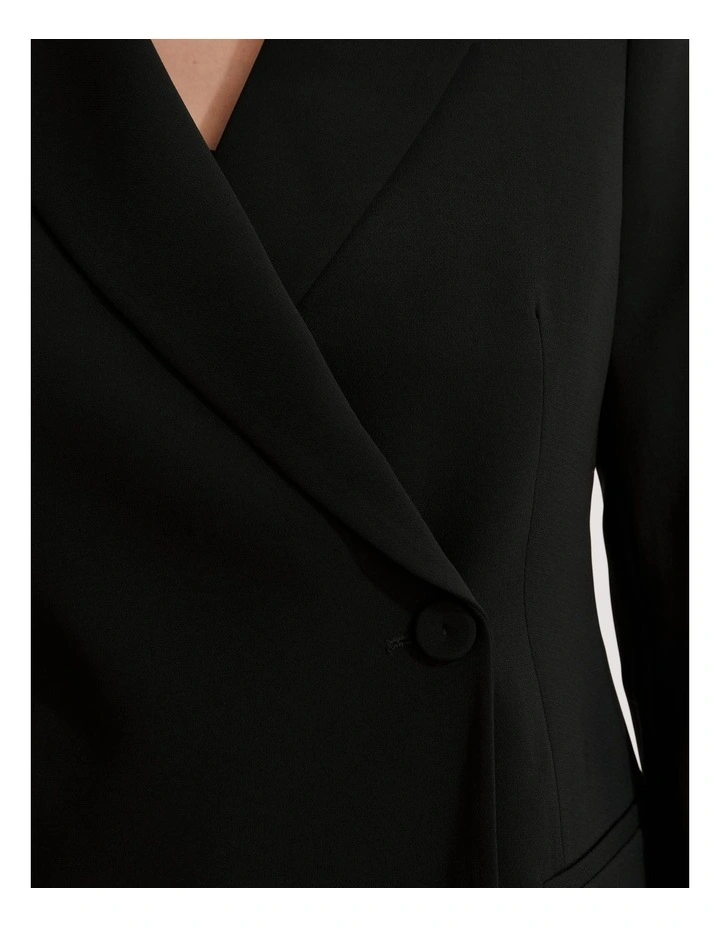 Longline Slim Blazer in Black
