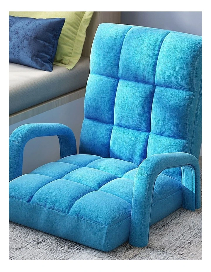 Foldable Adjustable Lounge Chair with Armrest in Blue