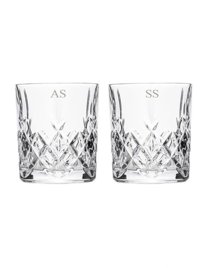 Personalised Mayfair Whiskey DOF Set of 2 No Gift Box in Clear