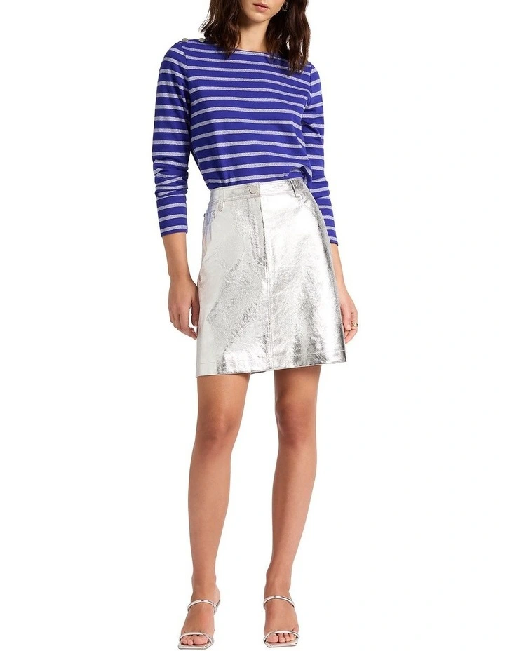 Gabrielle Lurex Stripe Top in Blue