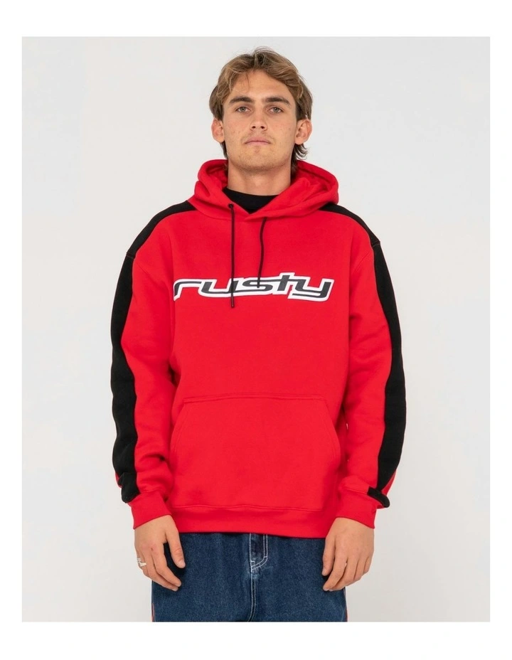 2k Sing Hooded Relaxed Fleece Sweat Top in Red