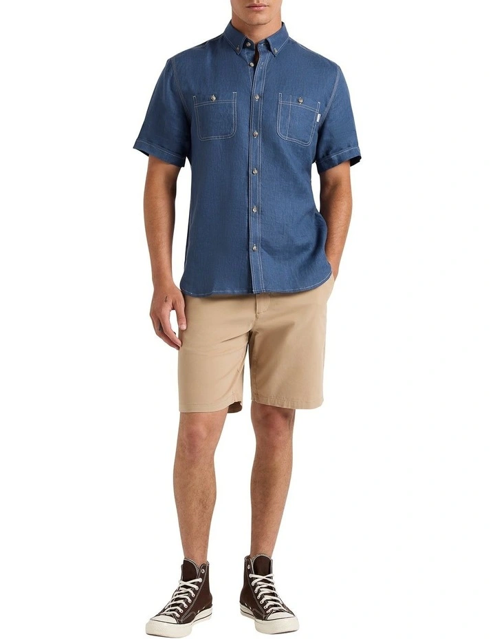Barry Linen Shirt in Deep Blue