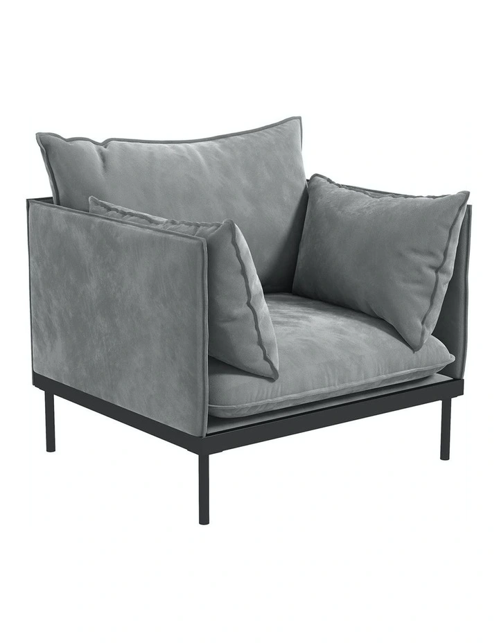 Camilla Luxury Upholstered 1 Seater Sofa Armchair in Light Grey