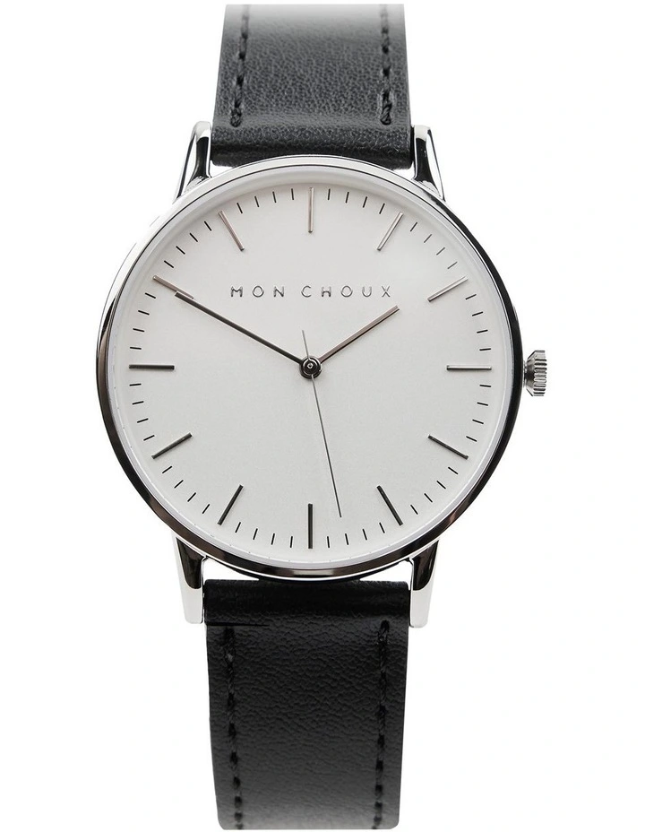 Classic Noir Grape Vegan Leather Watch 38mm in Silver
