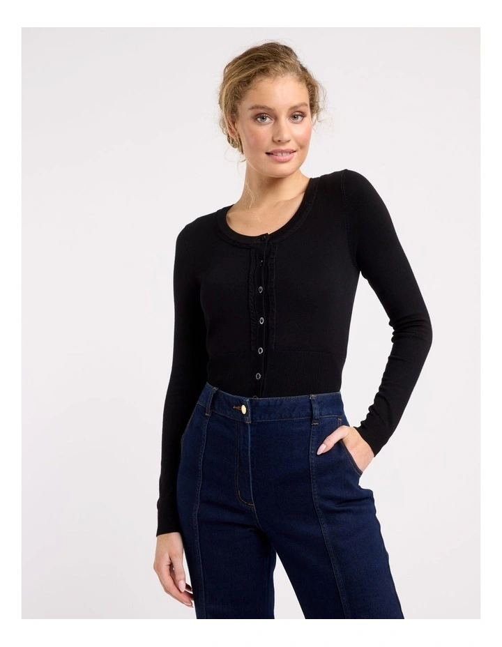 Chessie Long Sleeve Cardi in Black