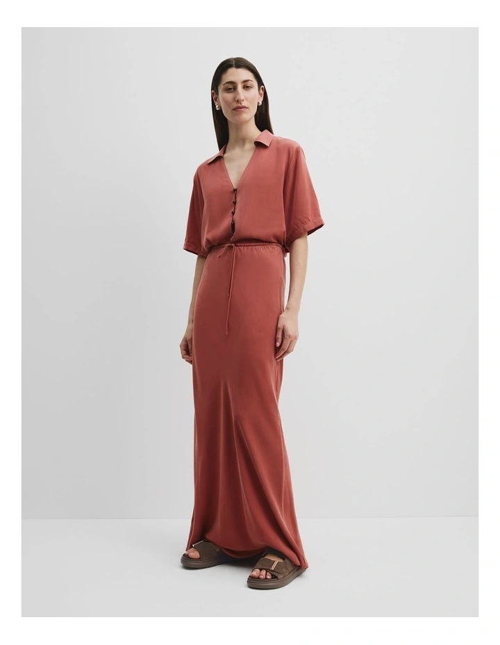Pull On Cupro Skirt in Russet