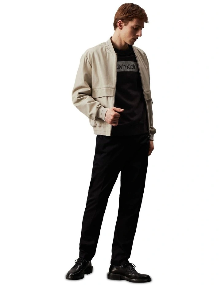 Textured Embroidery Crew Sweat Top in Black