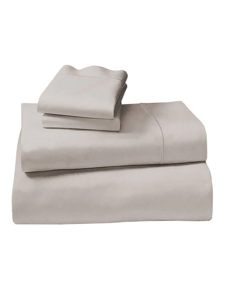 Cotton Rich King Bed Sheet Set 4 Pieces in Silver