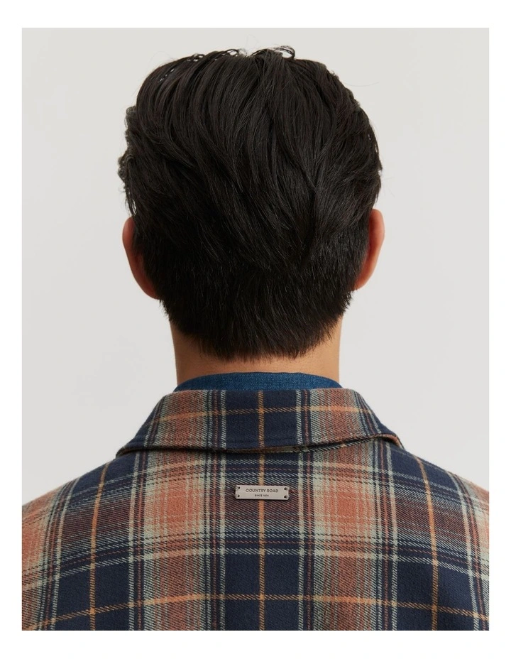 Lightweight Check Overshirt in Walnut