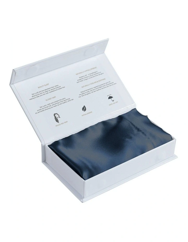 Mulberry Soft Silk Hypoallergenic Pillowcase Twin Pack 51x76cm in Navy