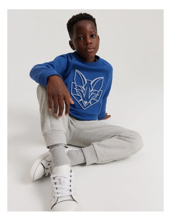 Fox Embossed Sweat in Blue Night