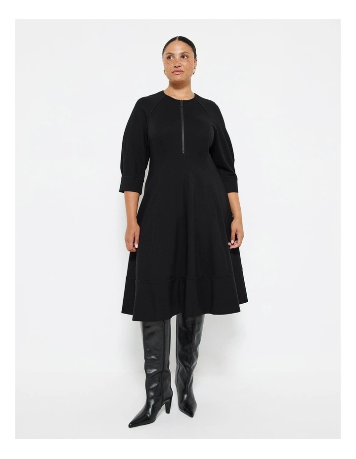 Zip Front Dress in Black