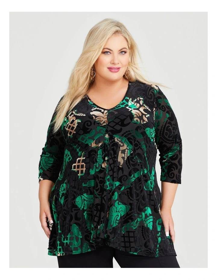 Lattice Velour Burnout Tunic in Print