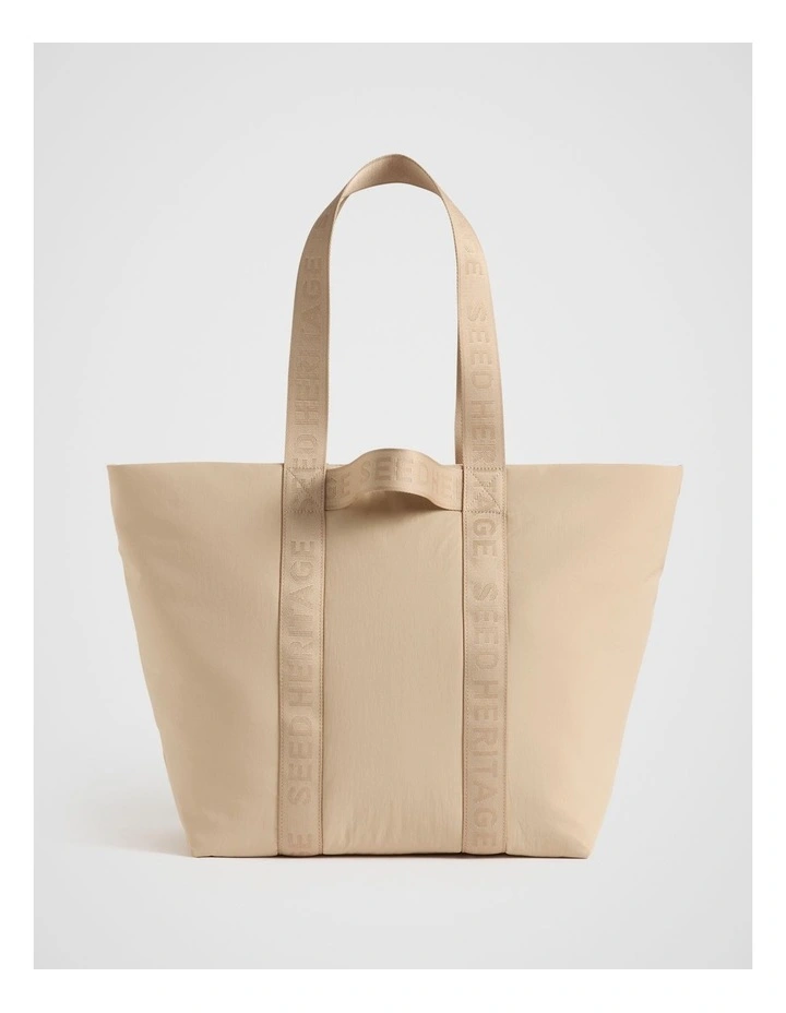 Monochrome Logo Tote in Champagne Beige