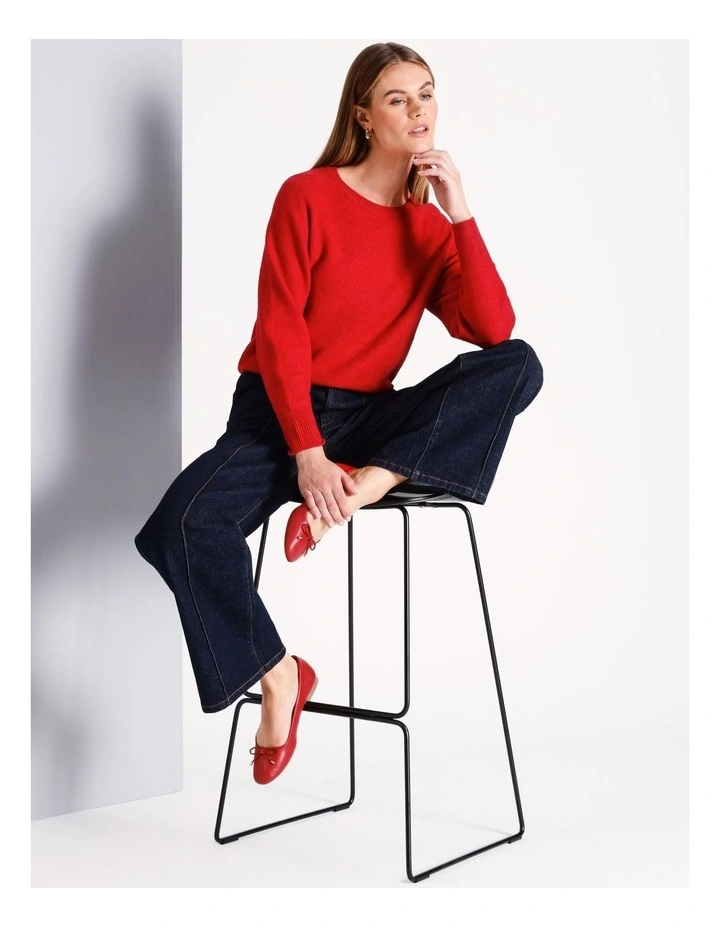 Yaz Ballet Flat Shoe in Red
