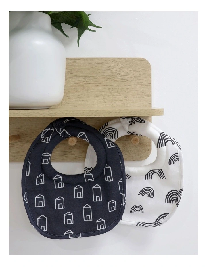 Nordic Dribble Bib 2 Pack in Charcoal/White